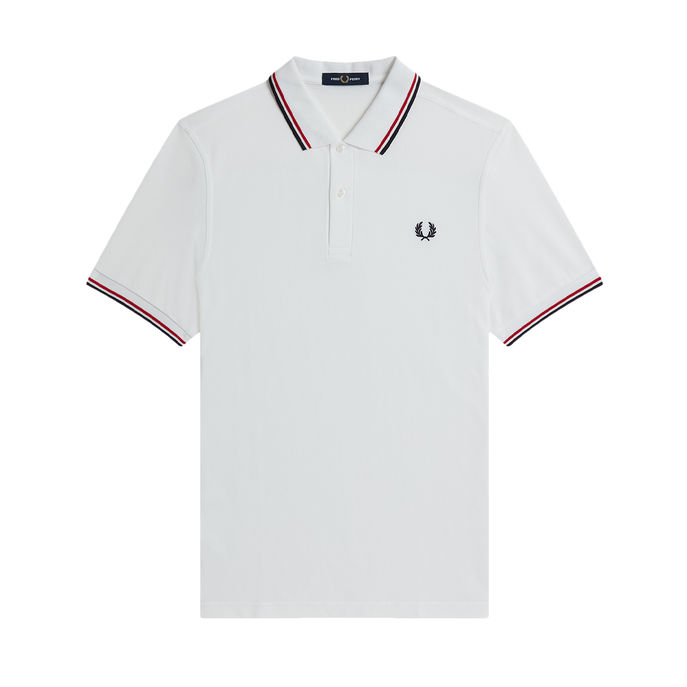 POLO PIQUET CON DOPPIO PROFILO A CONTRASTO Uomo White Bright red Navy