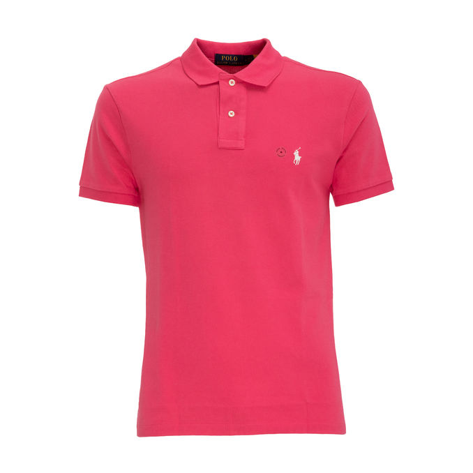 POLO SLIM 2 BOTTONI IN COTONE PIQUET Uomo Pink