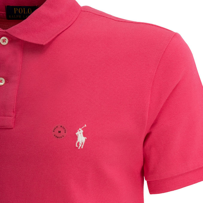 POLO SLIM 2 BOTTONI IN COTONE PIQUET Uomo Pink
