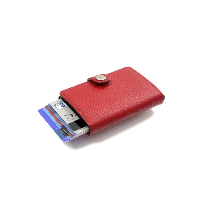 PORTA CARTE SLIDE CON BOTTONE Unisex Rosso