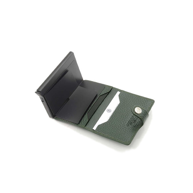 PORTA CARTE SLIDE CON BOTTONE Unisex Verde Scuro