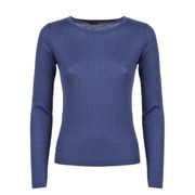 PULL ARIANO A COSTE IN LANA E SETA Donna Blu aperto PULL ARIANO A COSTE IN LANA E SETA Donna Blu aperto