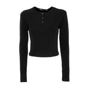 PULL BADGE WAFFLE HENLEY Donna Beh Black PULL BADGE WAFFLE HENLEY Donna Beh Black