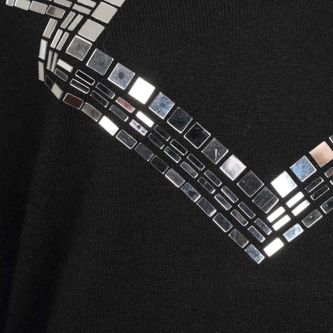 PULL CON SCOLLO A V E SPECCHIETTI Donna Nero