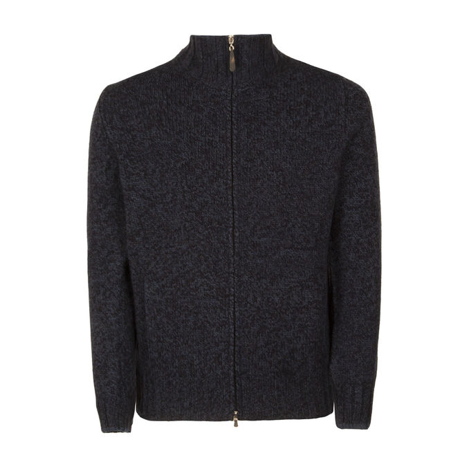 PULL FULL ZIP Uomo Blu Navy Melange