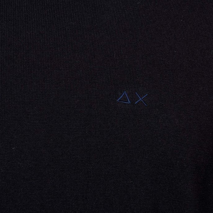 PULL GIROCOLLO A ROMBI IN MISTO LANA E COTONE Uomo Nero