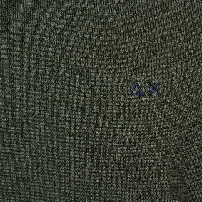 PULL GIROCOLLO A ROMBI IN MISTO LANA E COTONE Uomo Verde scuro