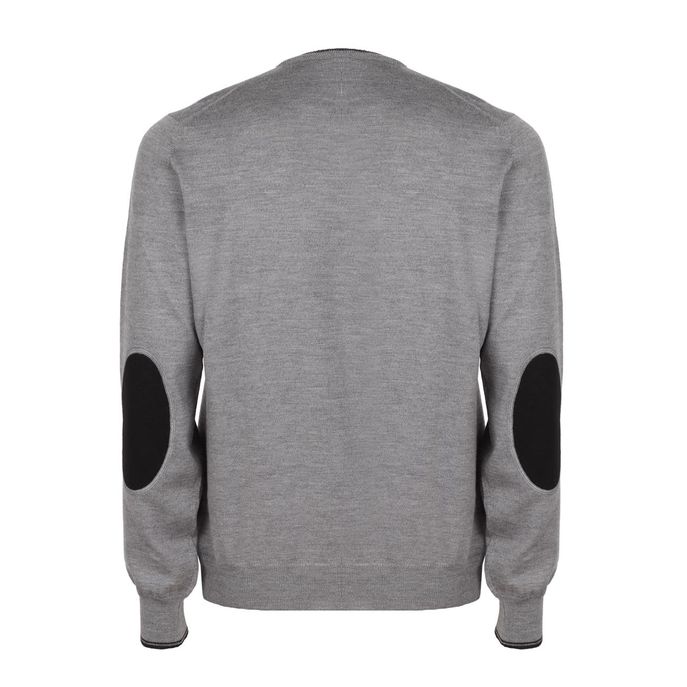 PULL GIROCOLLO CON BORDINO E TOPPE A CONTRASTO Uomo Fumo Nero