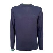 PULL GIROCOLLO CON DOPPIO PROFILO SUL POLSINO Uomo Navy blue PULL GIROCOLLO CON DOPPIO PROFILO SUL POLSINO Uomo Navy blue