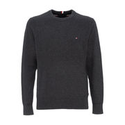 PULL GIROCOLLO IN COTONE E CACHEMIRE CON LOGO RICAMATO Uomo Dark Grey PULL GIROCOLLO IN COTONE E CACHEMIRE CON LOGO RICAMATO Uomo Dark Grey