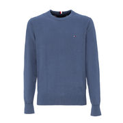 PULL GIROCOLLO IN COTONE E CACHEMIRE CON LOGO RICAMATO Uomo Indigo PULL GIROCOLLO IN COTONE E CACHEMIRE CON LOGO RICAMATO Uomo Indigo
