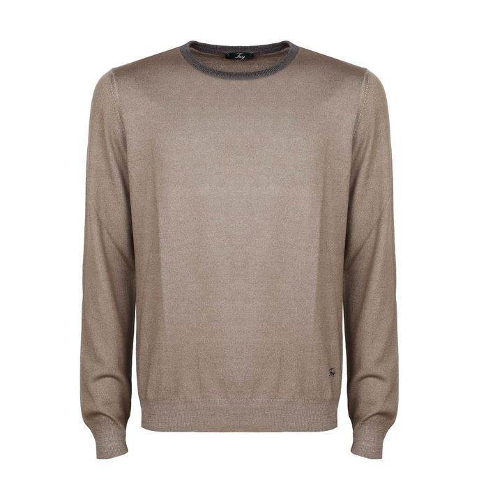 PULL GIROCOLLO IN LANA MERINO CON PROFILO Uomo Corteccia