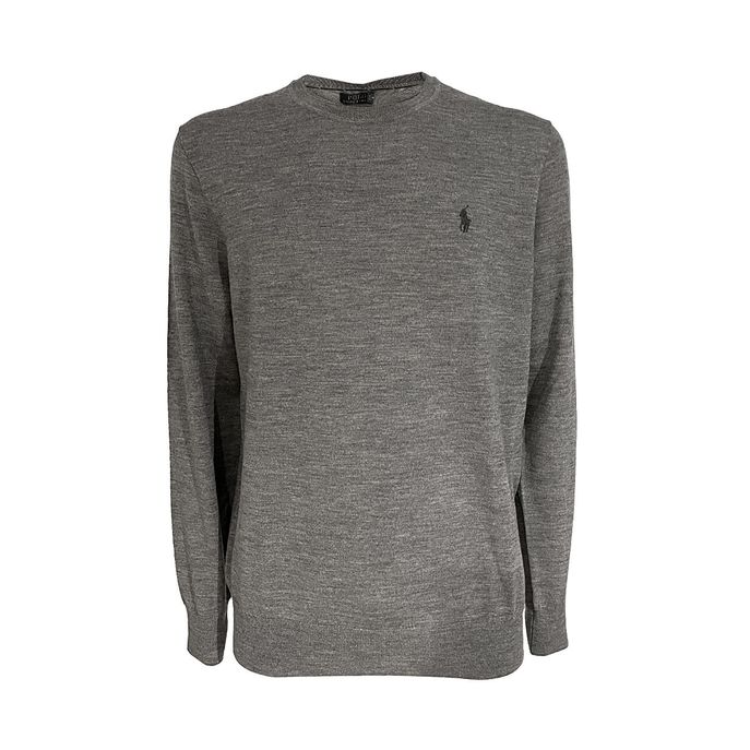 PULL GIROCOLLO IN LANA MERINO Uomo Grigio chiaro