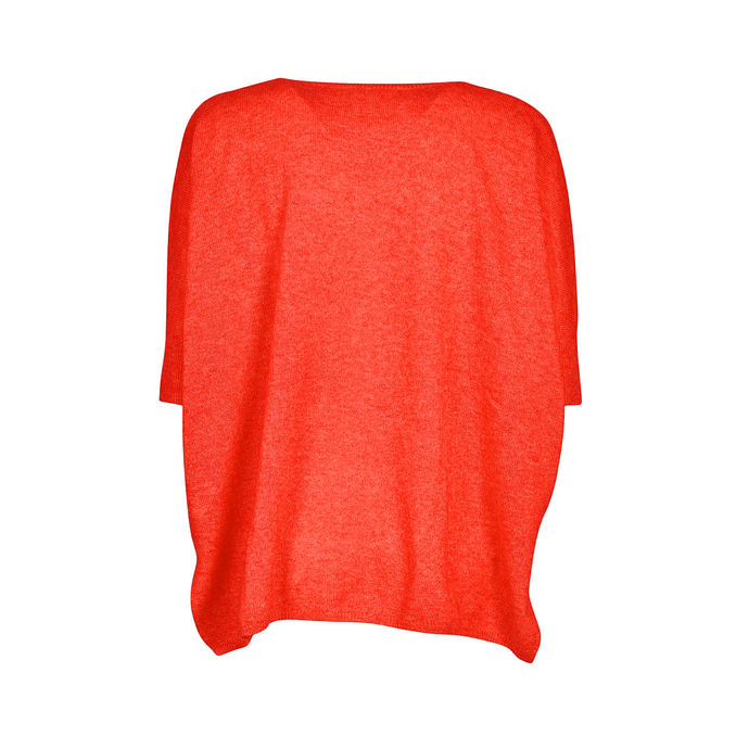 PULL KATE CON SCOLLO A V Donna Corail Fluo