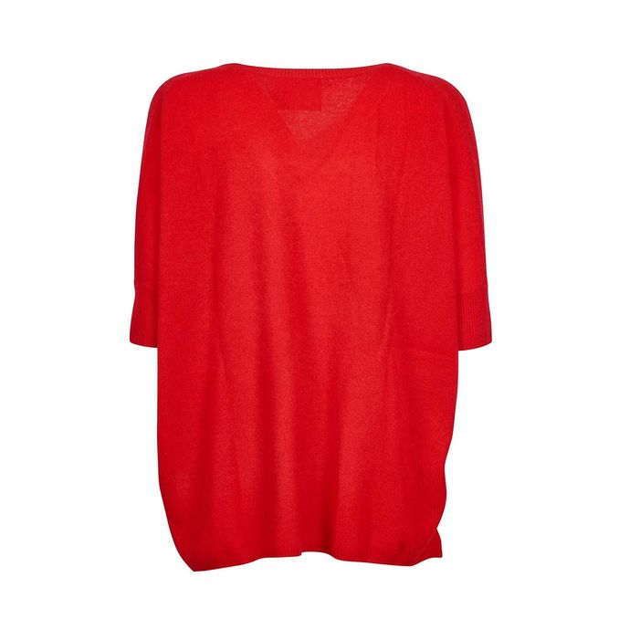 PULL KATE CON SCOLLO A V Donna Pomme D'amour Rosso