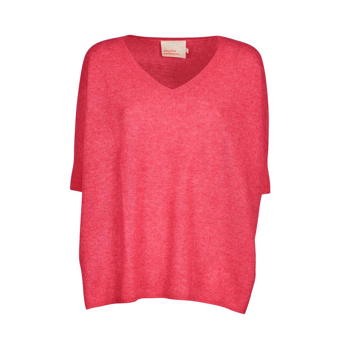 PULL KATE CON SCOLLO A V Donna Rose Fluo