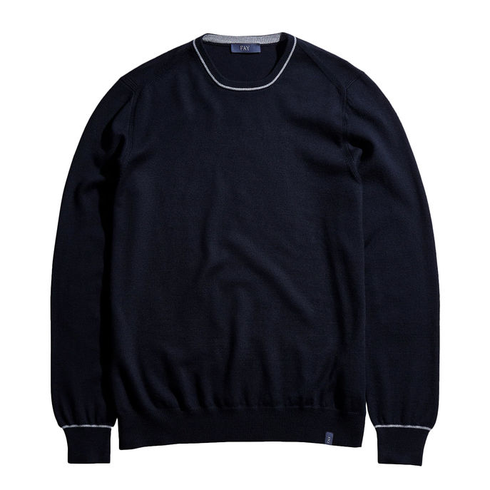 PULL LANA RASATA CON TOPPE Uomo Blu/Platino