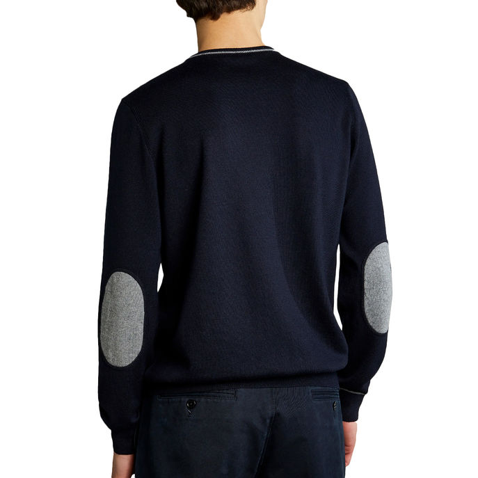 PULL LANA RASATA CON TOPPE Uomo Blu/Platino