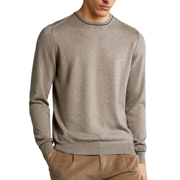 PULL LANA RASATA CON TOPPE Uomo Castoro/Argilla Scuro
