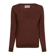 PULL MERINO V-NECK Donna Dark Chestnut PULL MERINO V-NECK Donna Dark Chestnut