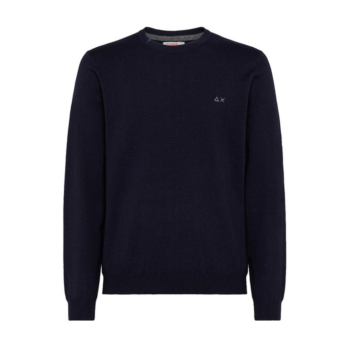 PULL OVER ROUND SOLID Uomo Navy Blue
