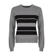 PULL POPOLI A RIGHE IN LANA E CACHEMIRE Donna Grigio Nero PULL POPOLI A RIGHE IN LANA E CACHEMIRE Donna Grigio Nero