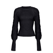 PULL SAZERAC MANICHE A TRECCIA FORATA Donna Nero PULL SAZERAC MANICHE A TRECCIA FORATA Donna Nero