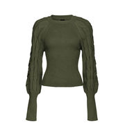 PULL SAZERAC MANICHE A TRECCIA FORATA Donna Verde Militare PULL SAZERAC MANICHE A TRECCIA FORATA Donna Verde Militare