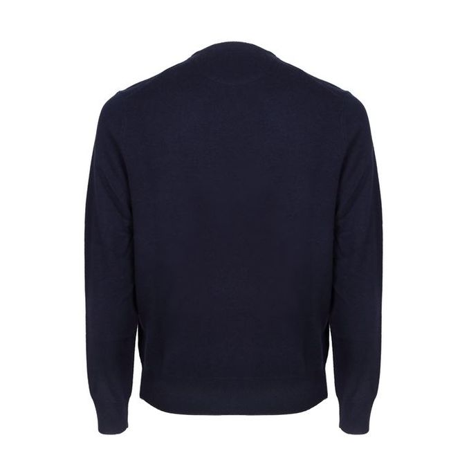 PULL SCOLLO A V IN LAMBSWOOL Uomo Blu navy