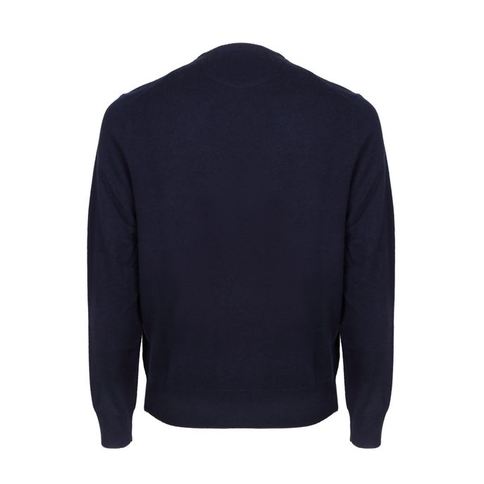 PULL SCOLLO A V IN LAMBSWOOL Uomo Blu navy