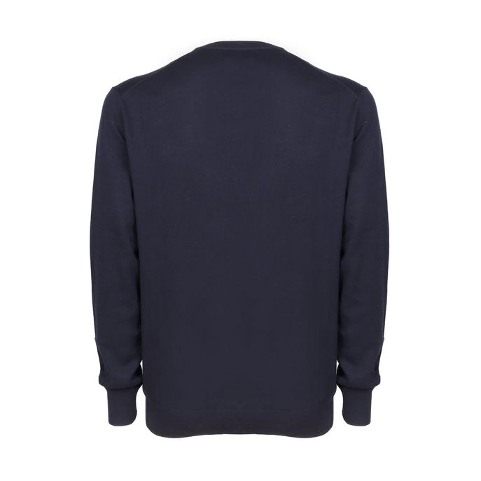PULL SLIM CON SCOLLO A V IN COTONE Uomo Navy Royal