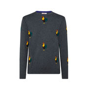 PULLOVER A GIROCOLLO CON FANTASIA MACRO JACQUARD Uomo Grigio Medio PULLOVER A GIROCOLLO CON FANTASIA MACRO JACQUARD Uomo Grigio Medio