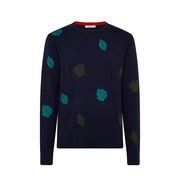 PULLOVER A GIROCOLLO CON FANTASIA MACRO JACQUARD Uomo Navy Blue PULLOVER A GIROCOLLO CON FANTASIA MACRO JACQUARD Uomo Navy Blue