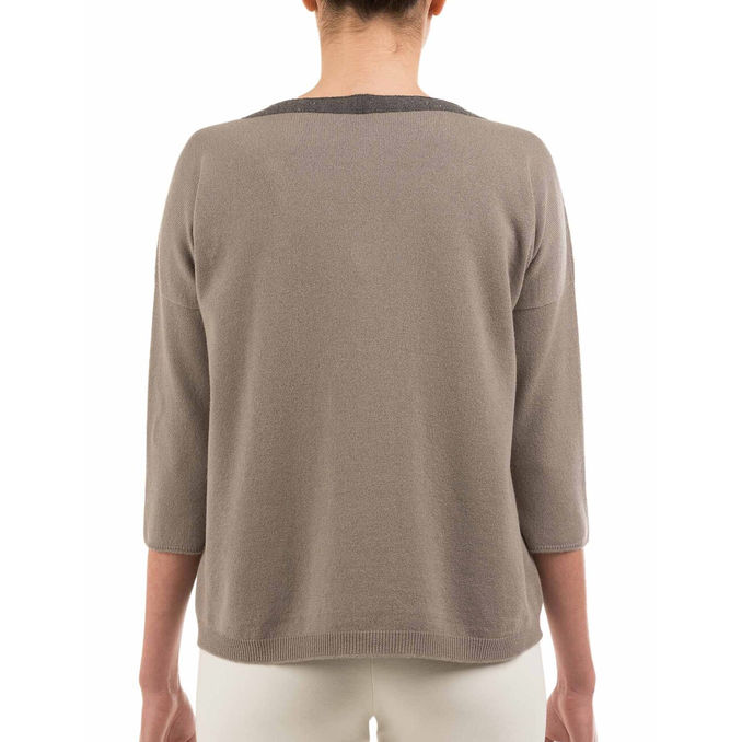 PULLOVER CON SCOLLO A BARCA Donna Taupe Grey