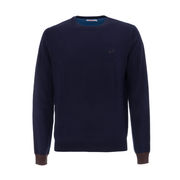 PULLOVER CON TOPPE E POLSINI IN CONTRASTO IN LANA Uomo Blue Profondo PULLOVER CON TOPPE E POLSINI IN CONTRASTO IN LANA Uomo Blue Profondo