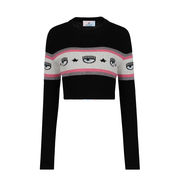 PULLOVER CORTO LOGOMANIA IN LANA Donna Nero PULLOVER CORTO LOGOMANIA IN LANA Donna Nero