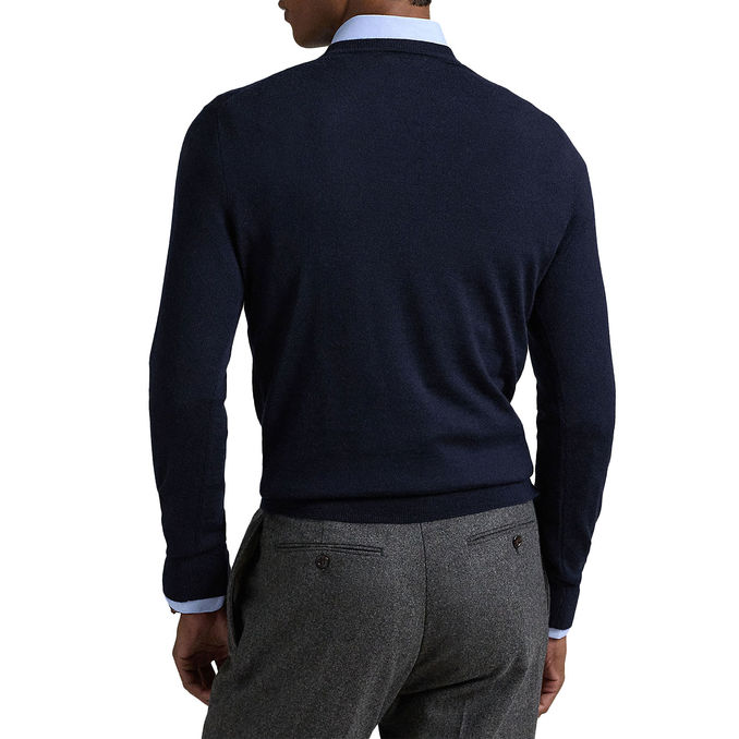 PULLOVER GIROCOLLO IN LAMBSWOOL Uomo Hunter Navy