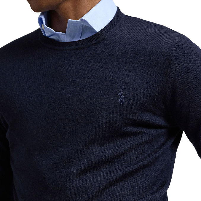 PULLOVER GIROCOLLO IN LAMBSWOOL Uomo Hunter Navy