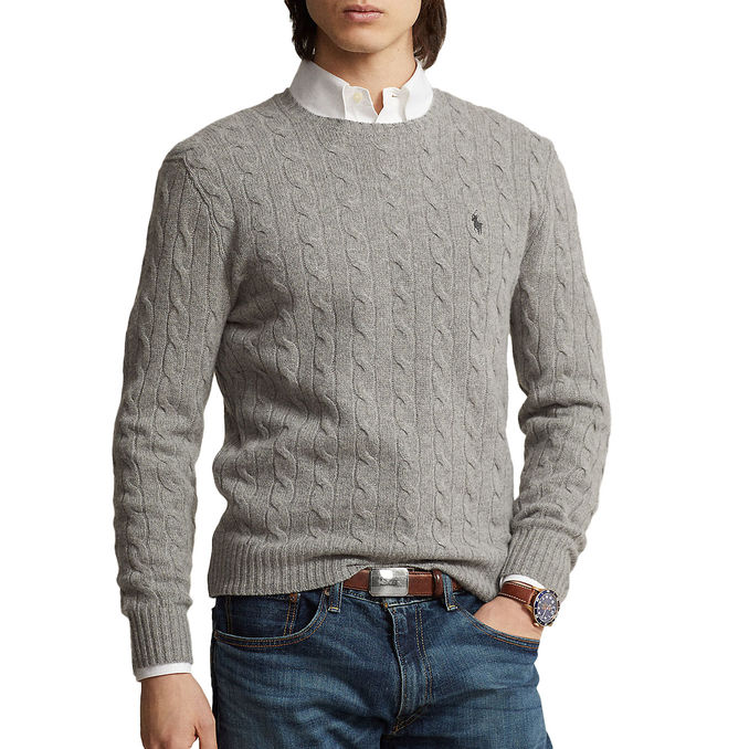 PULLOVER IN LANA E CASHMERE Uomo Fawn Grey Heather 