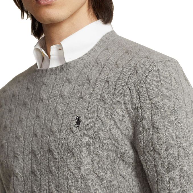 PULLOVER IN LANA E CASHMERE Uomo Fawn Grey Heather 
