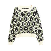 PULLOVER JACQUARD TAVOLA Donna Bianco Verde Nero PULLOVER JACQUARD TAVOLA Donna Bianco Verde Nero