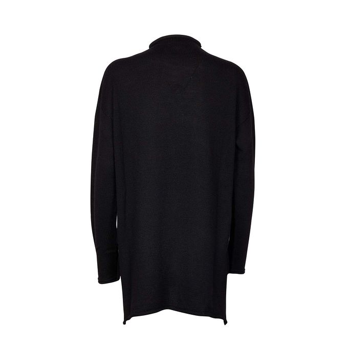 PULLOVER LUPETTO CON SPACCO IN LANA MERINOS Donna Nero