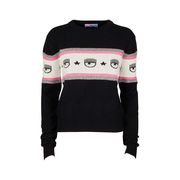PULLOVER MAXI LOGOMANIA IN LANA Donna Nero PULLOVER MAXI LOGOMANIA IN LANA Donna Nero
