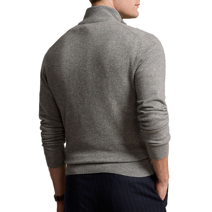 PULLOVER MEZZA ZIP IN LANA MERINO Uomo Fawn Grey Heather