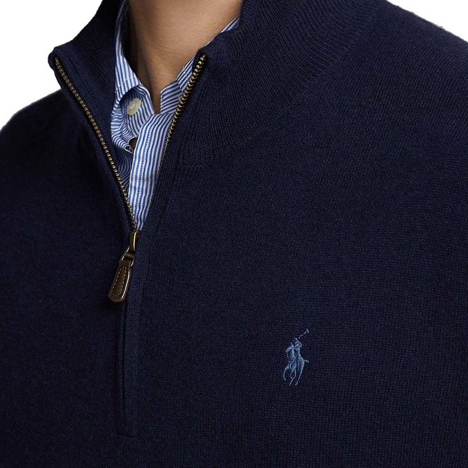 PULLOVER MEZZA ZIP IN LANA MERINO Uomo Hunter Navy