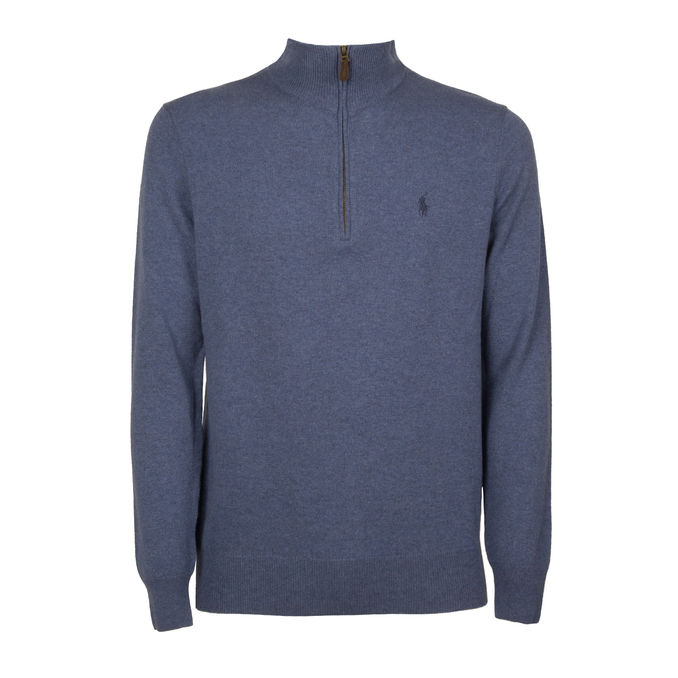PULLOVER MEZZA ZIP IN LANA MERINO Uomo Twilight Blue