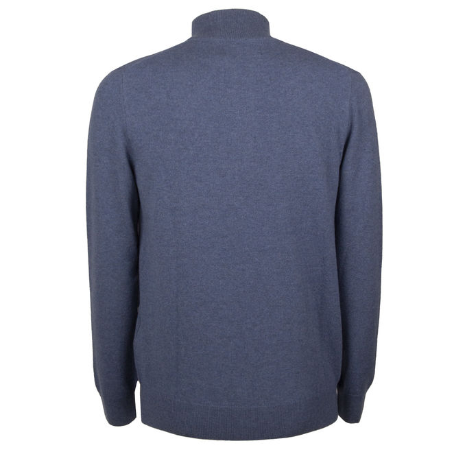 PULLOVER MEZZA ZIP IN LANA MERINO Uomo Twilight Blue