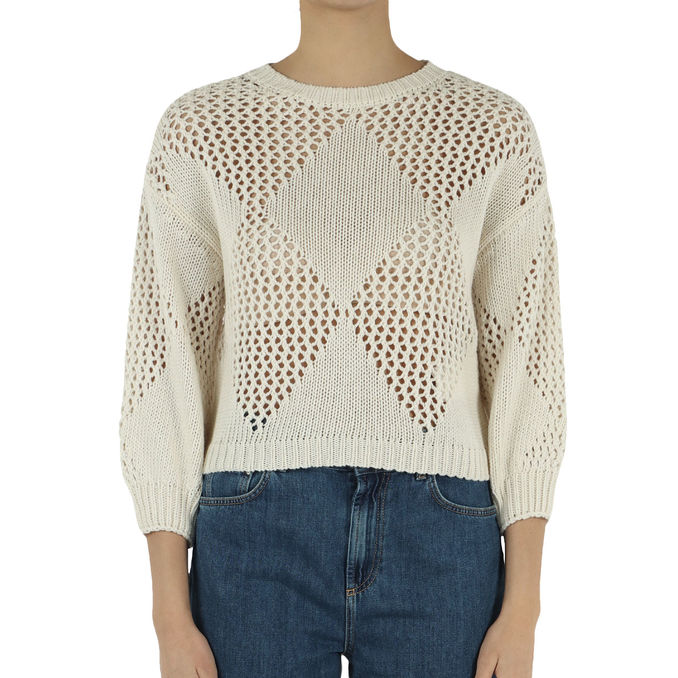 PULLOVER MOTTO Donna Ecru