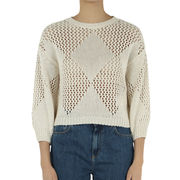 PULLOVER MOTTO Donna Ecru  PULLOVER MOTTO Donna Ecru