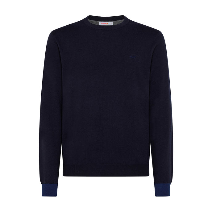 PULLOVER ROUND ELBOW CONTRAST Uomo Navy Blue